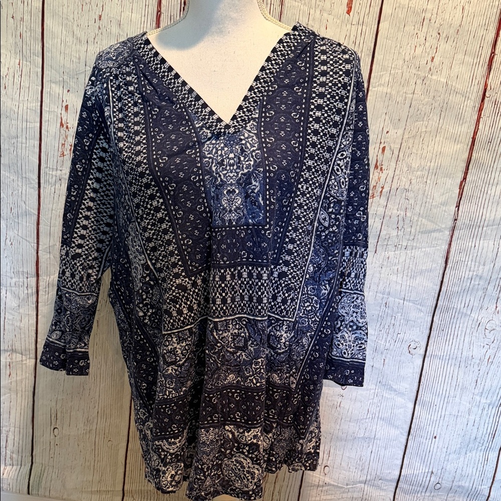 Lucky Brand Indigo Patterned Tunic